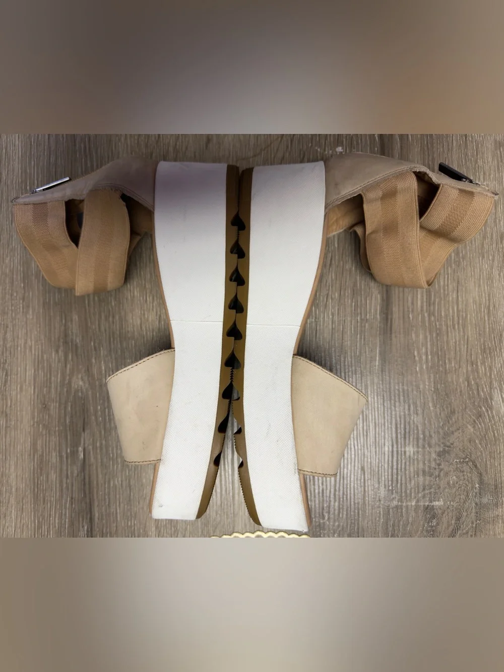 SOREL Cameron Tan Leather Flatform Wedge Ankle Strap Sandals Size 9.5